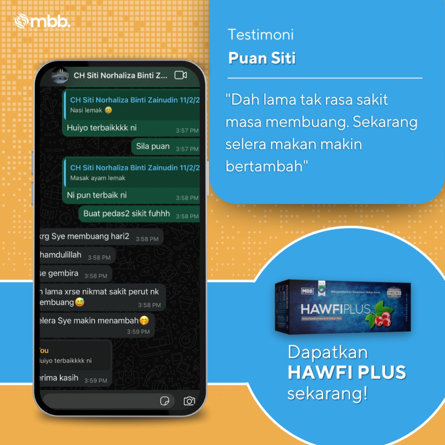 testimoni hawfi plus sembelit